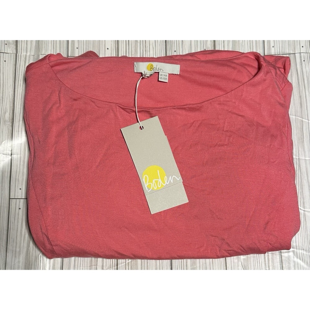 NWT Boden Eloise Jersey Dress Size‎ 10 Pink Short Sleeve Tie Waist Style J0593